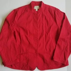 CJ Banks Jacket 1X Stretch Button Up Womens Red